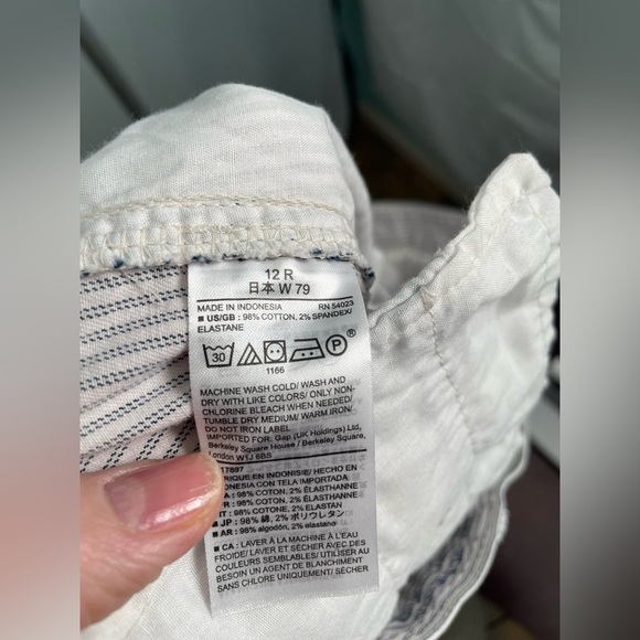 Gap girlfriend‎ khaki blue and white striped size 12 - Picture 6 of 7